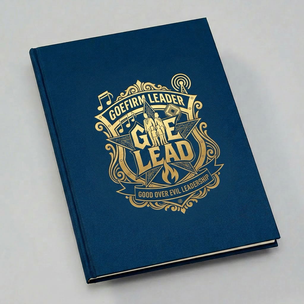 Stack of GOE Lead branded journals with pens